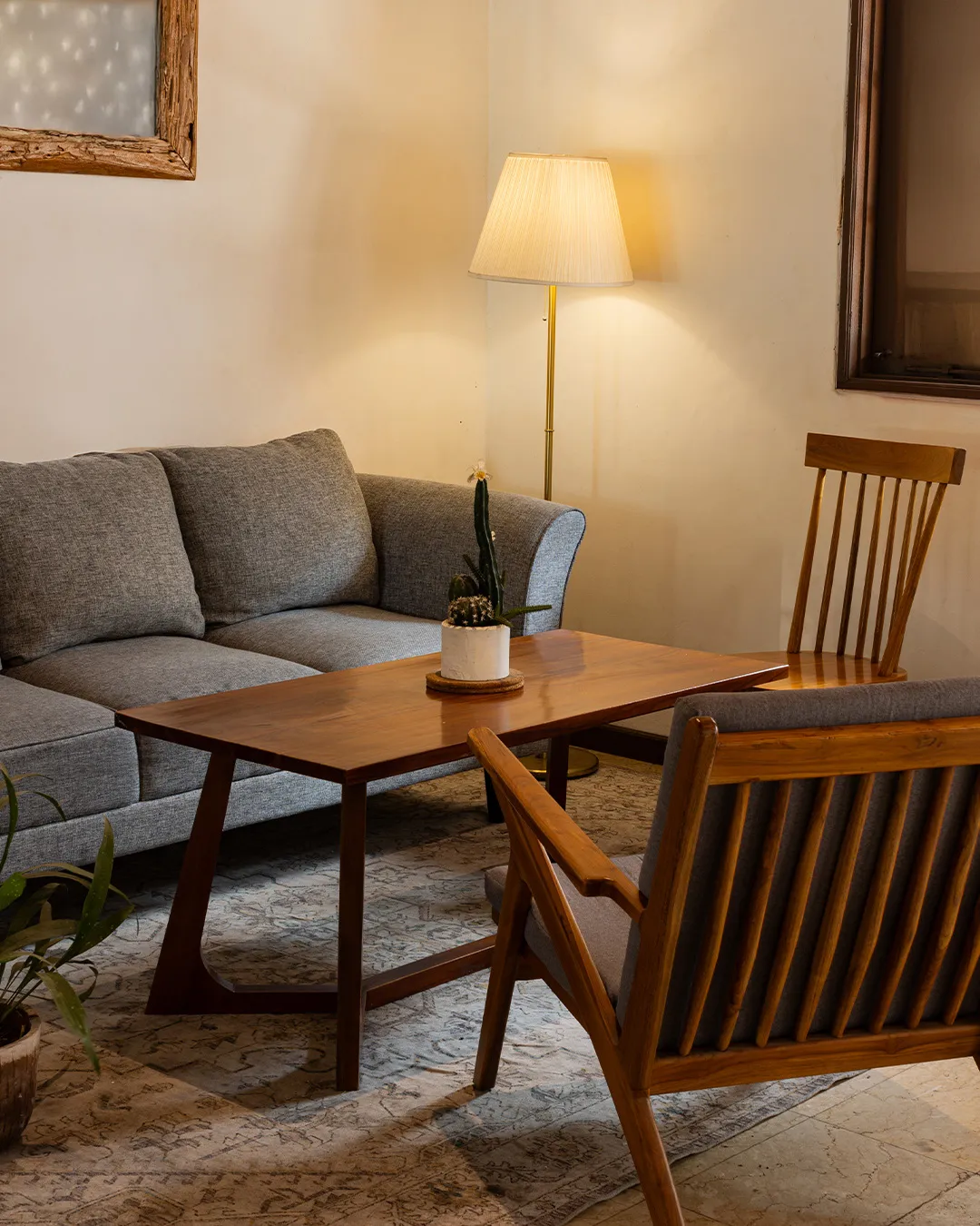 Cozy cafe interior with a sofa